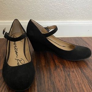 American Rag Black Suede Wedges
